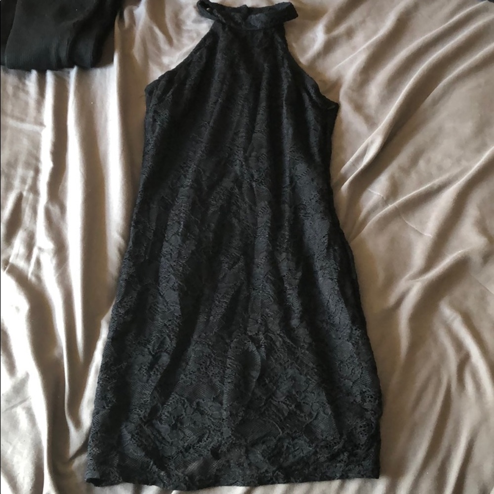 Tight black mini dress